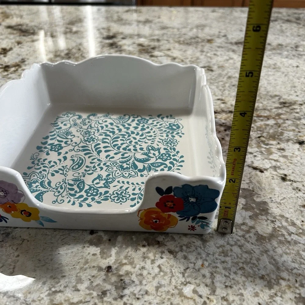 Pioneer Woman Floral Stoneware Square Napkin‎ Holder 8